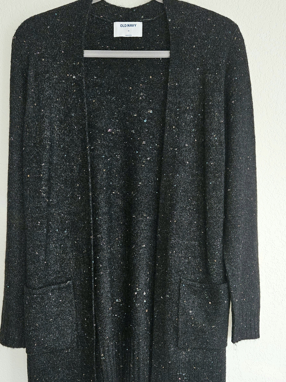 Old Navy Women's Black Speckled Open-Front Cardigan Sweater